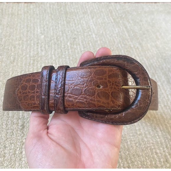 Vintage Cipriani Italian Alligator Calfskin Belt Brown Size S main image 4